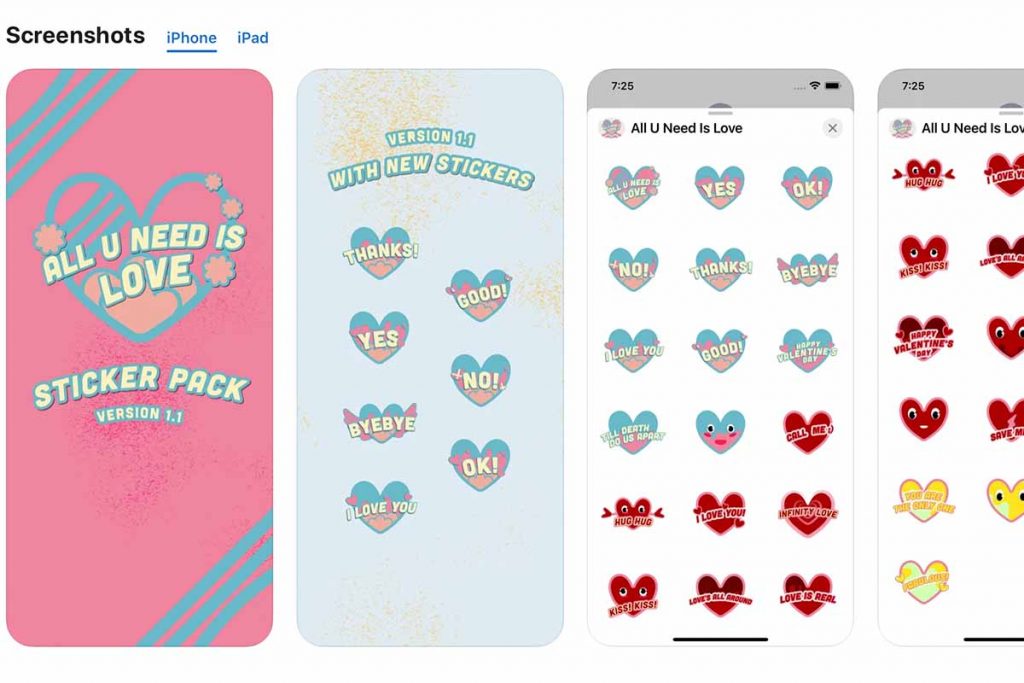 Apple iMessage Sticker - All U Need Is Love